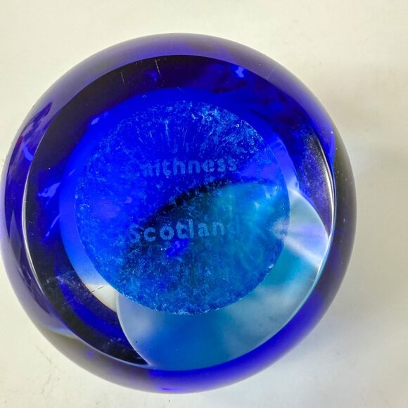 Caithness Scotland Art Glass Blue Round Paperweight Decorative Collectible - Picture 7 of 8